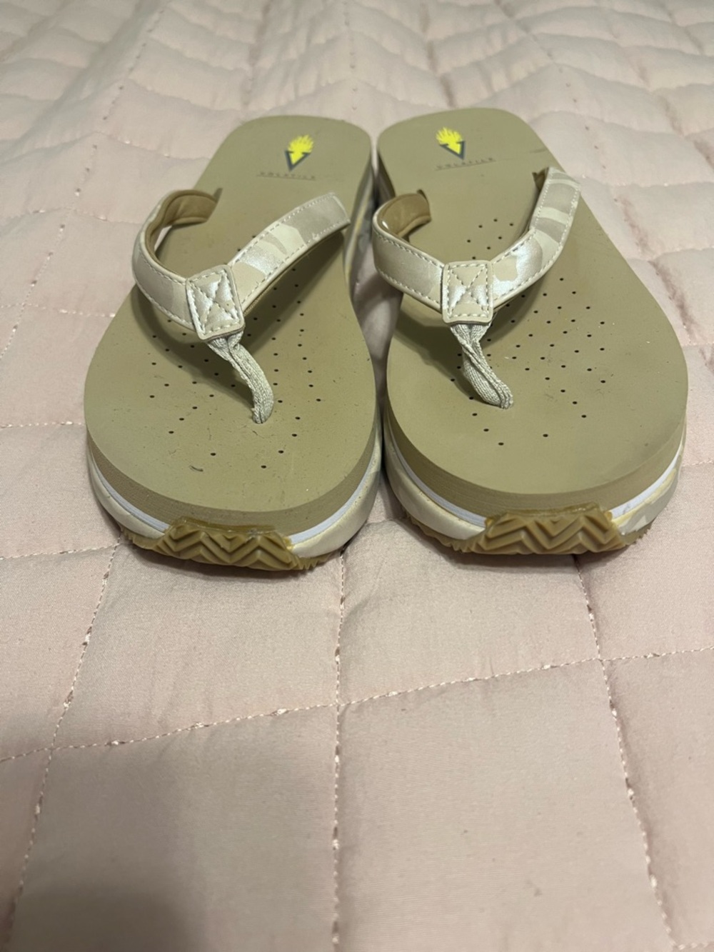 Women's Beige Platform Flip Flop Sandals - Lightweight Neutral Comfort - Picture 2 of 6